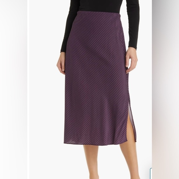 Madewell The Layton MIDI Slip Skirt Purple Diagonal Striped - Picture 1 of 8